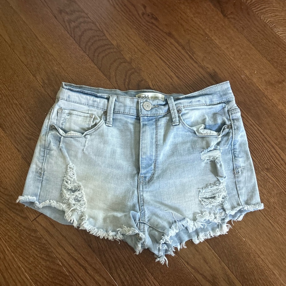 Mudd Light Blue Ripped Jean Shorts